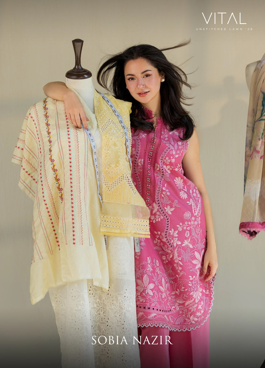 Vital by Sobia Nazir Unstitched Embroidered Lawn 3 Piece Suit SN26UVL 8A - Summer Collection