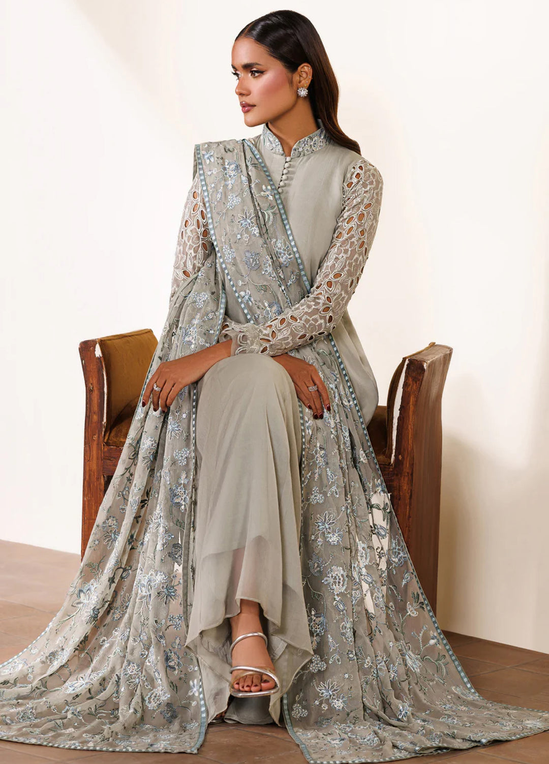 Zarif Women RTW Embroidered Chiffon 3 Piece Suit ZR26UCR ZRF-EMC-19 - Eid Collection