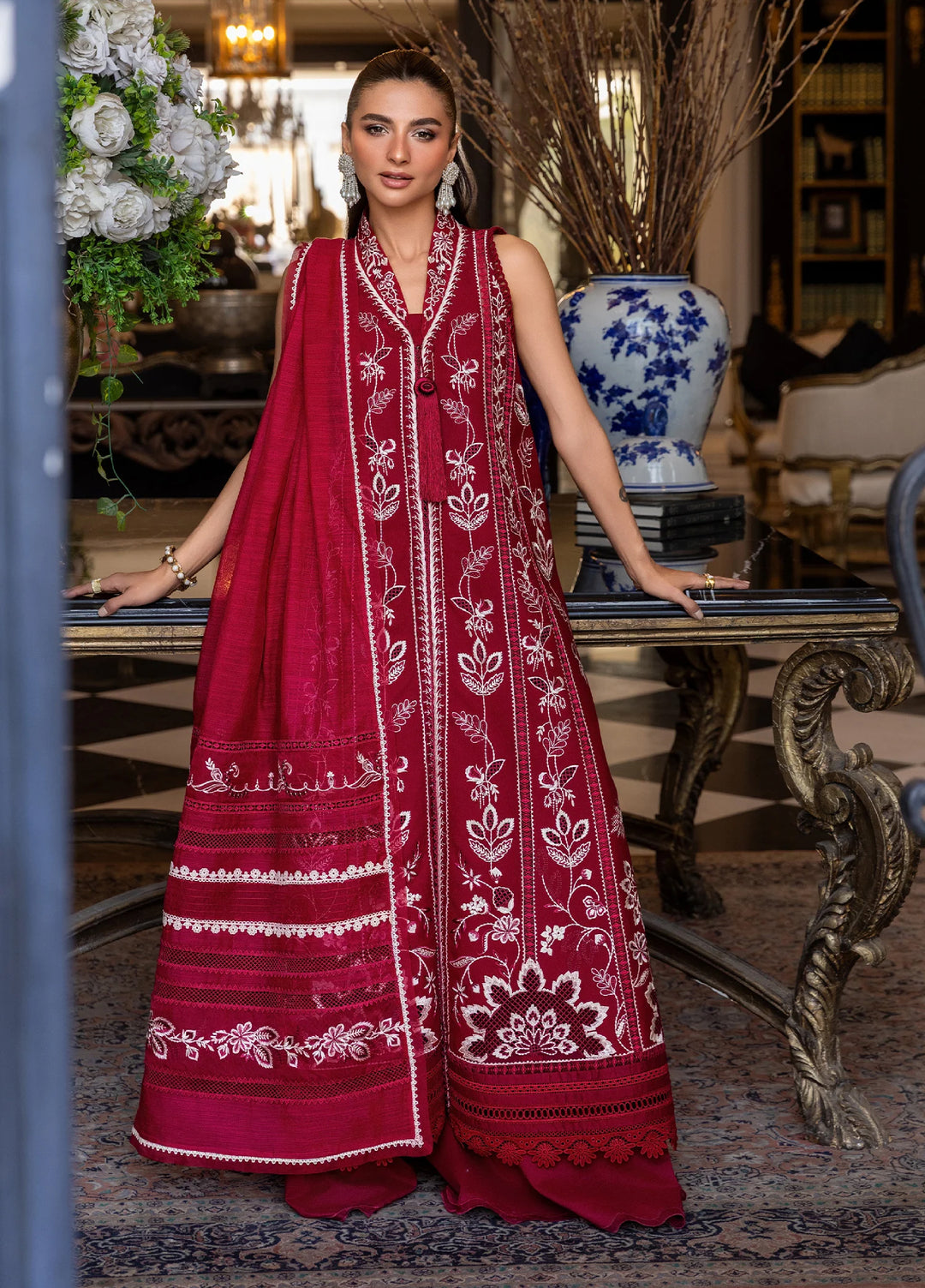 Flow by Crimson Unstitched Embroidered Lawn 3 Piece Suit CR26UFL D5 A-Crimson - Festive Collection
