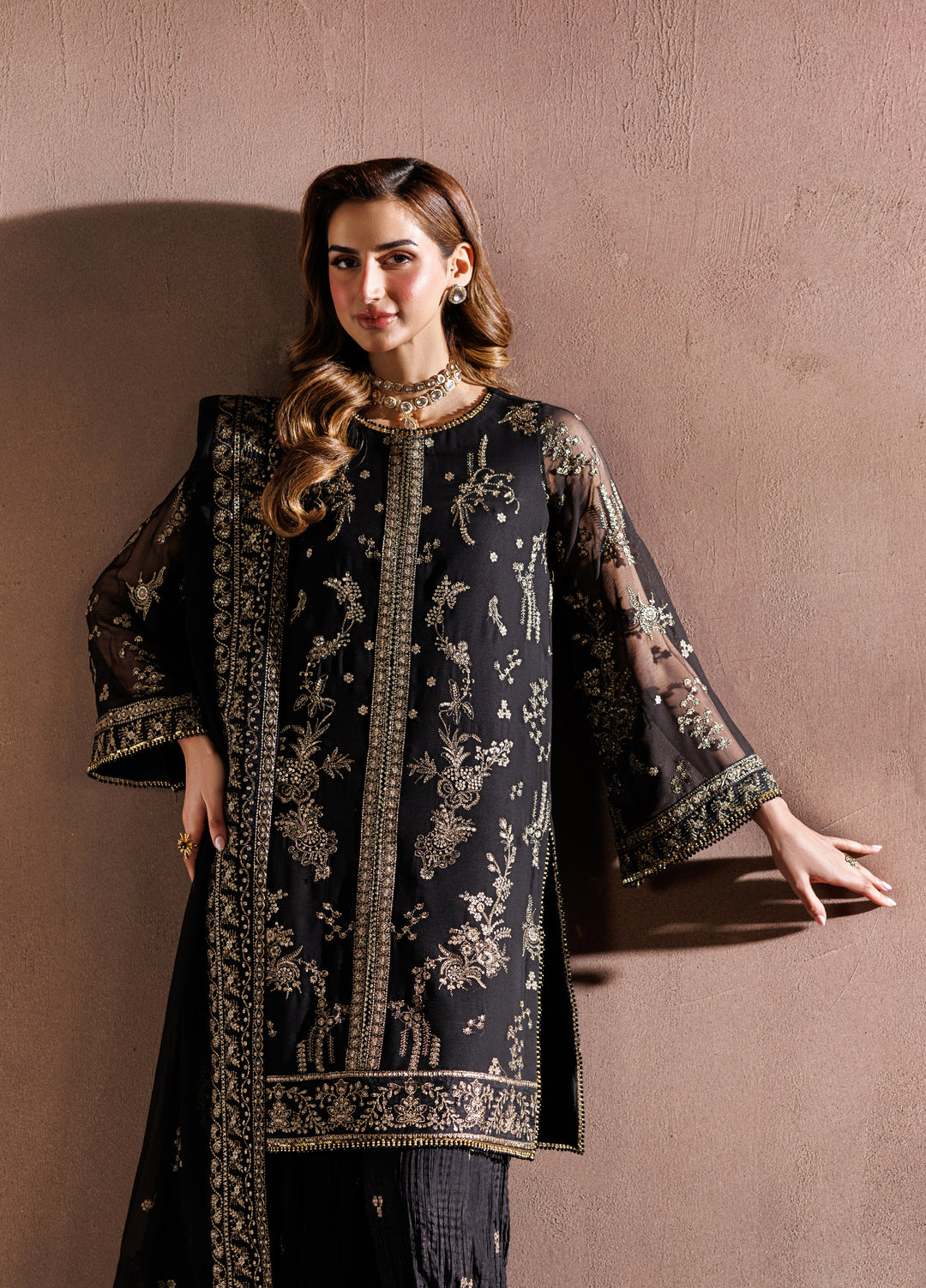 Zaryah by Zarif Unstitched Embroidered Chiffon 3 Piece Suit ZR26UZF ZF-ZYR-SUMBAL-05 - Festive Collection