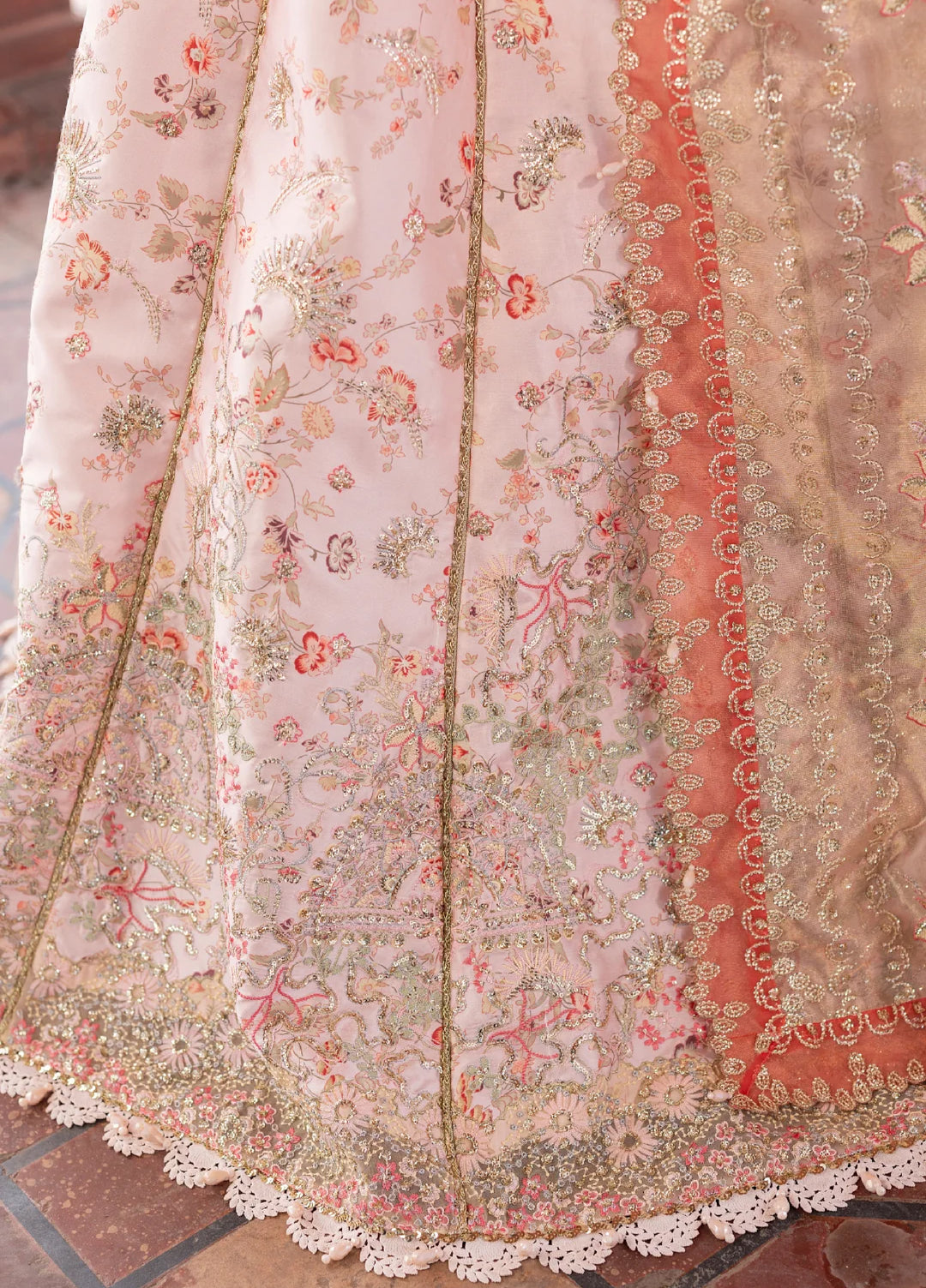 Ember by Aylin Unstitched Organza Embroidered Suits 3 Piece AYL25EF D4-Silk Stone - Festive Collection