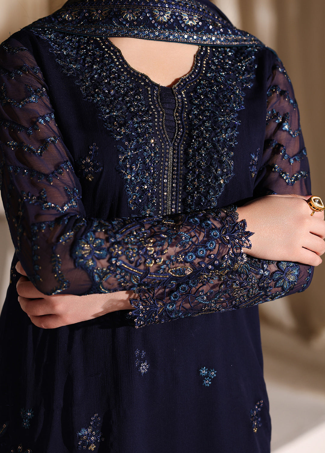 Azure Unstitched Embroidered Chiffon 3 Piece Suit AZ26ULC Nova Night - Festive Collection