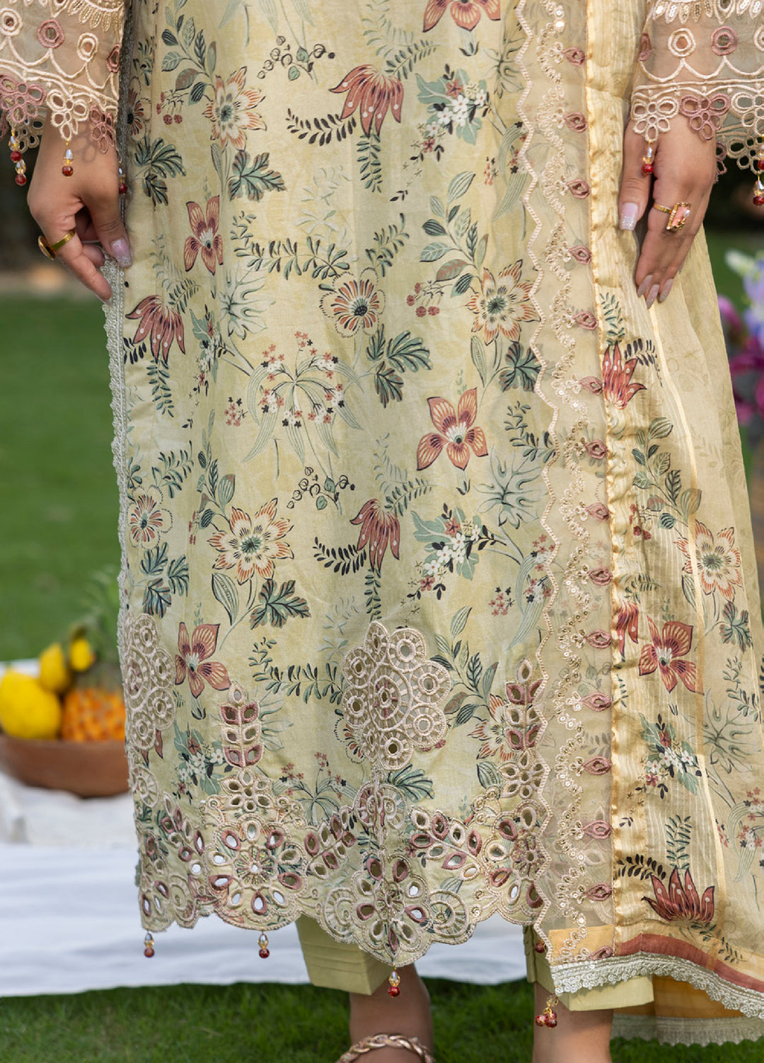 Al Zohaib Applique Kari Unstitched Embroidered Lawn 3 Piece Suit AZ26UAL D-02 - Casual Collection