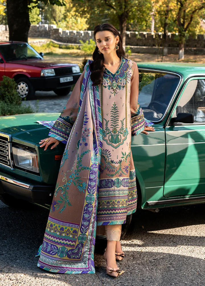 Mushq Hemline Echoes Of Serneity Unstitched Festive Raw Silk Printed 3 Piece MQ25ES D-08 Aurora Echo - Festive Collection
