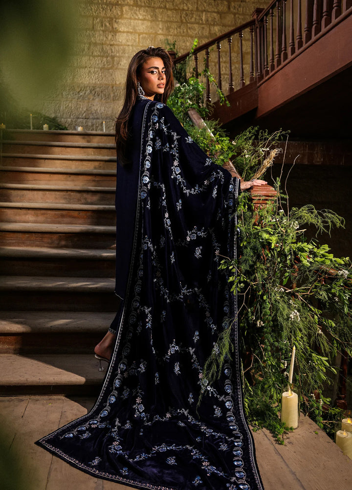 Elayra by Sahar Pret Velvet 3 Piece Embroidered Dark Bloom - Festive Collection