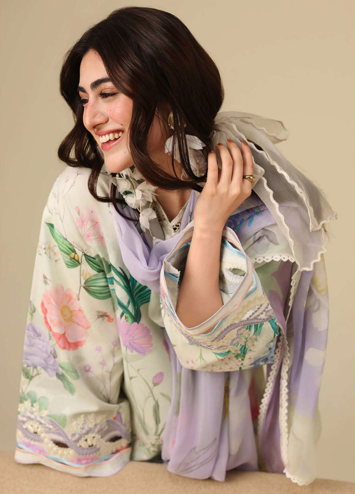 Soleil Hemline by Mushq Unstitched Printed Lawn 3 Piece Suit MU26USL Vanilla Lush HUNSS260306 - Festive Collection