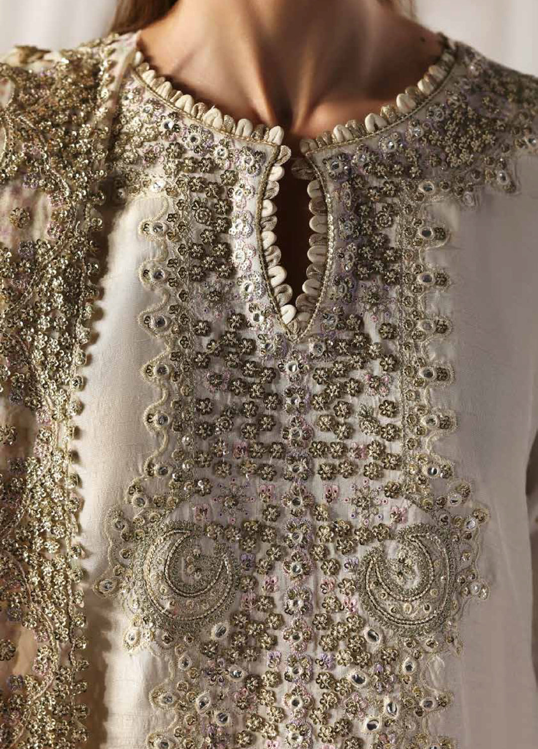 Serein Luxe by Emaan Adeel Unstitched Raw Silk Embroidered Suits 3 Piece EA25SL D-3 Misty Dawn - Festive Collection