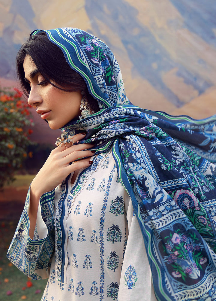 Mirha by Sahar Unstitched Printed Lawn 3 Piece Suit SS1-26-05 Indigo Cream Folk - Summer Collection