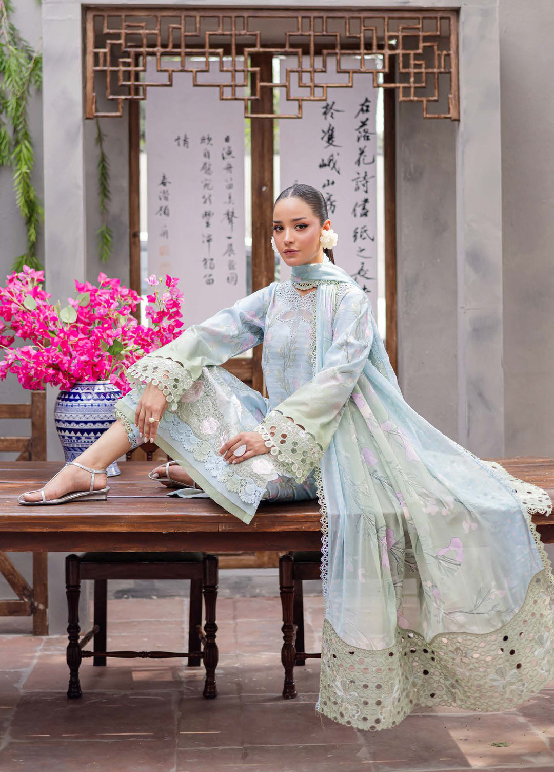 Bloom by Nureh Unstitched Embroidered Lawn 3 Piece Suit NU26UBL BL-07 - Festive Collection