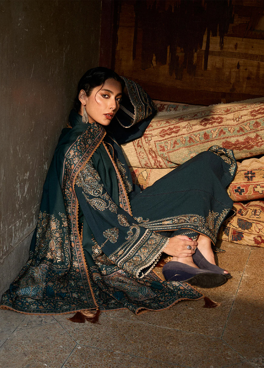 Jugnu by Hussain Rehar Unstitched Karandi Embroidered Suits 3 Piece HR25JW Niva - Winter Collection