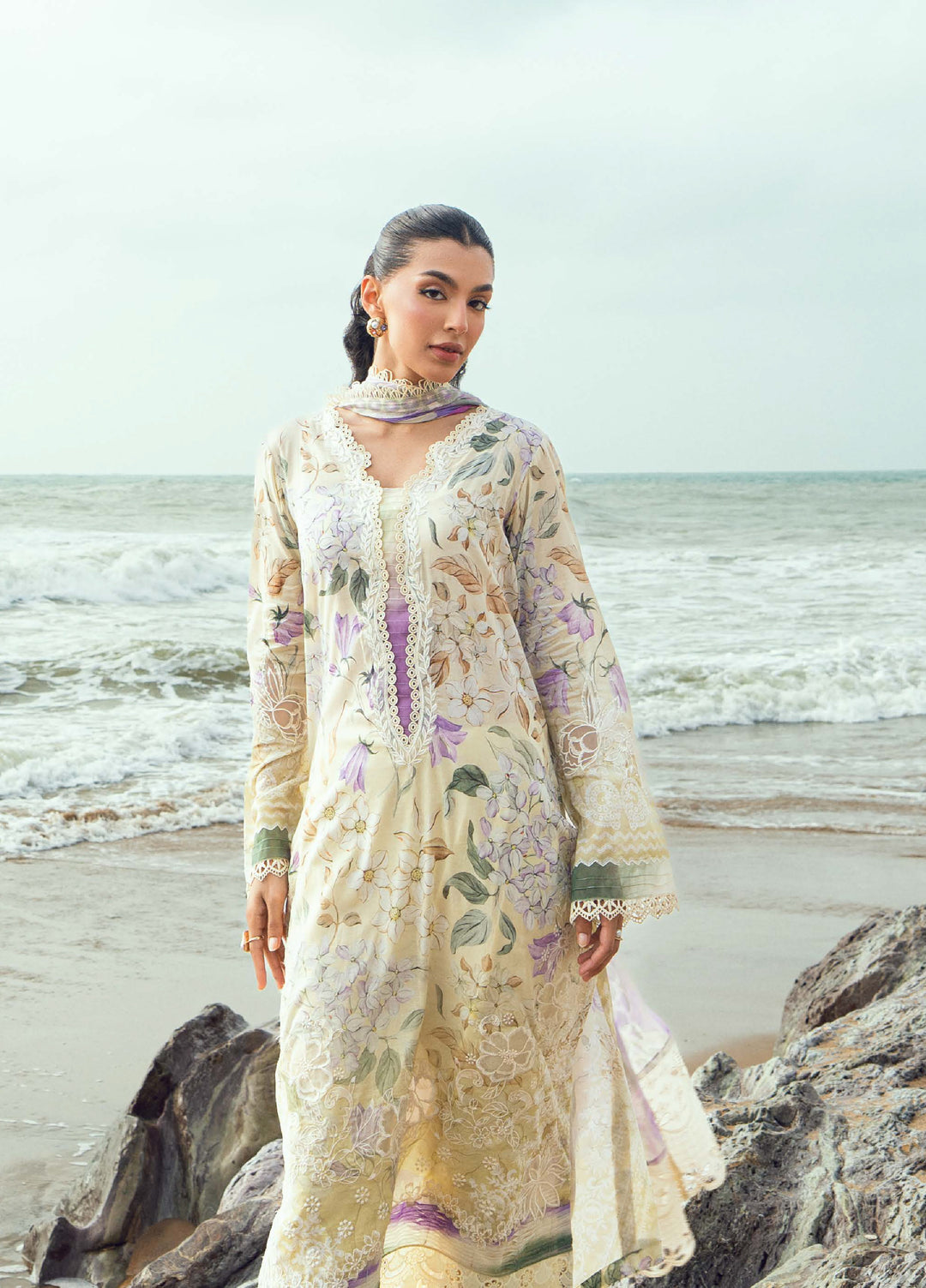 Gardenia by Nureh Unstitched Embroidered Lawn 3 Piece Suit NU26UGL NSG-197 - Summer Collection