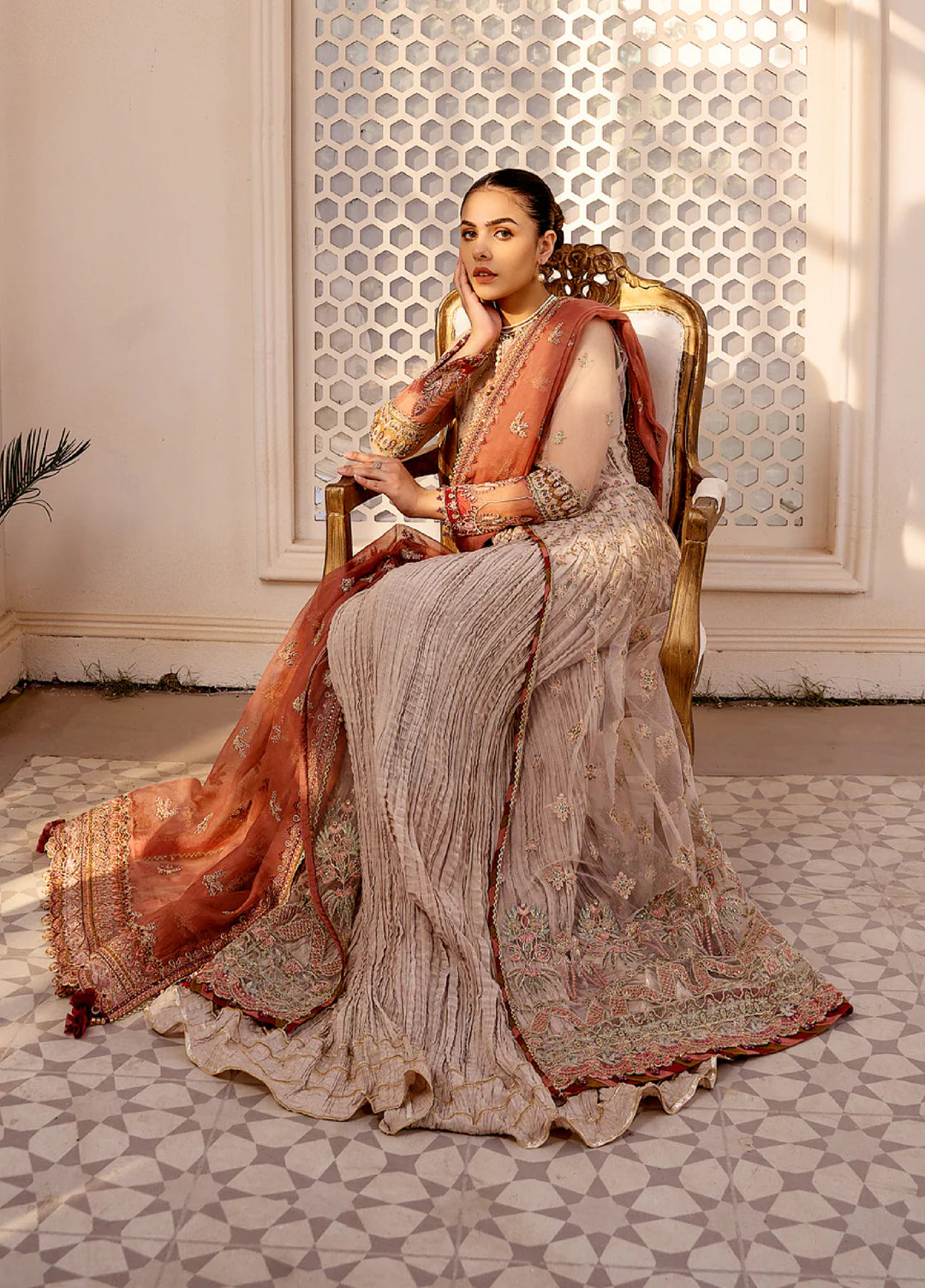 Xenia Formal Unstitched Luxury Net Suits 3 Piece XE25FL Shermina - Formals Collection