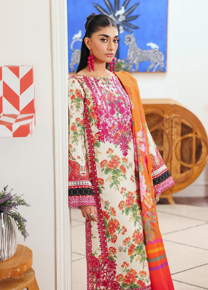 Nissa Floral Symphony by Rajbari Unstitched Lawn Embroidered 3 Piece Suit RB26UNF D-05 - Summer Collection
