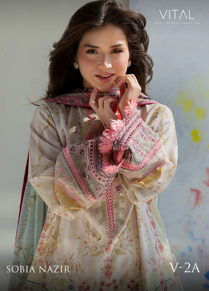 Vital by Sobia Nazir Unstitched Embroidered Lawn 3 Piece Suit SN26UVL 2A - Summer Collection