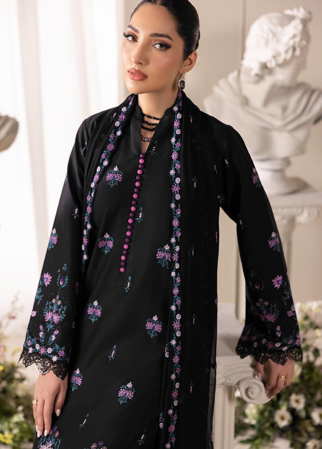 RajBari Exclusive Unstitched Embroidered Lawn 3 Piece Suit RB26UE D-1 - Summer Collection