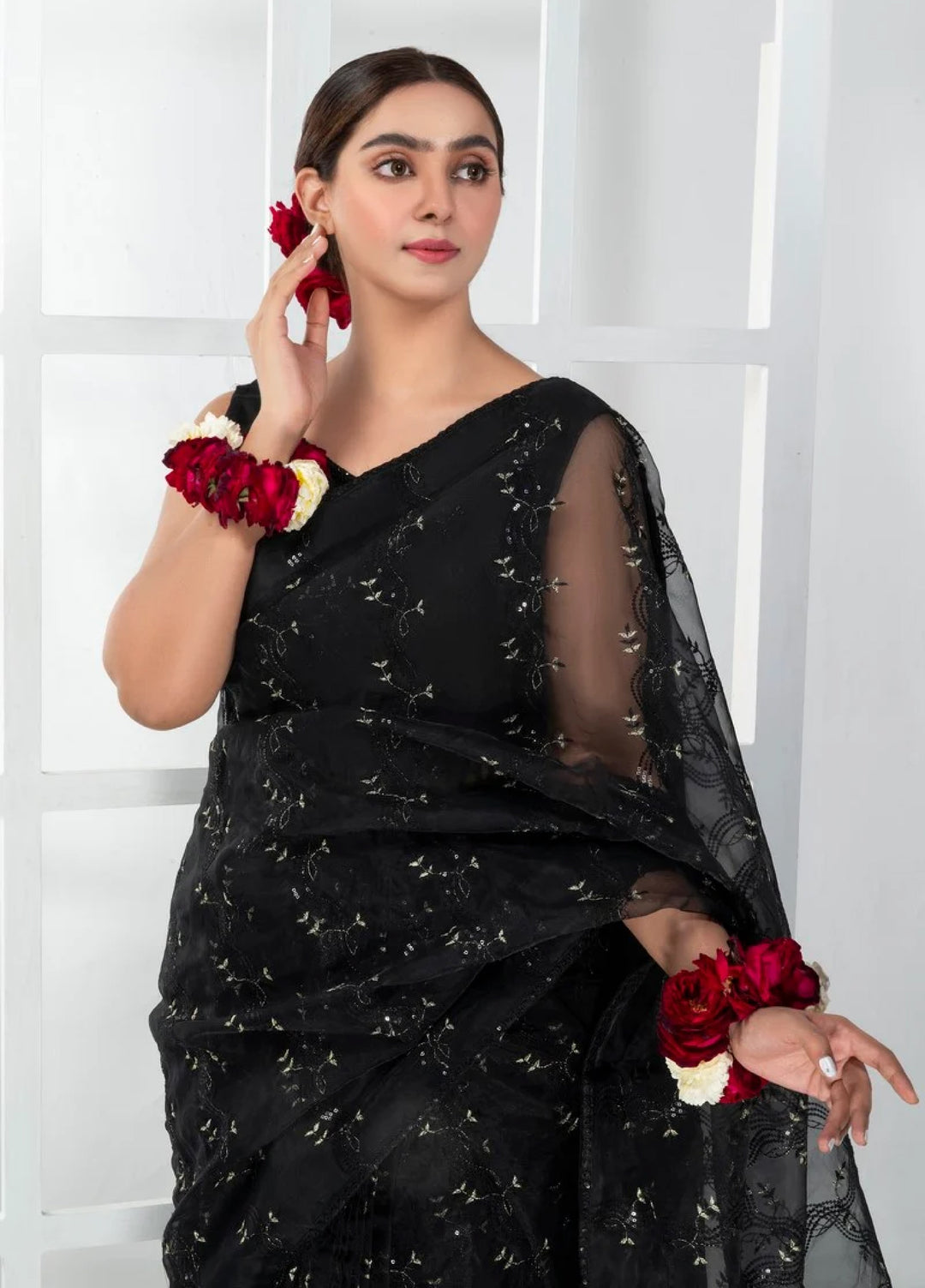 Luxe by Imran Aftab Unstitched Embroidered Organza Saree Suit IASC 25 - Festive Collection