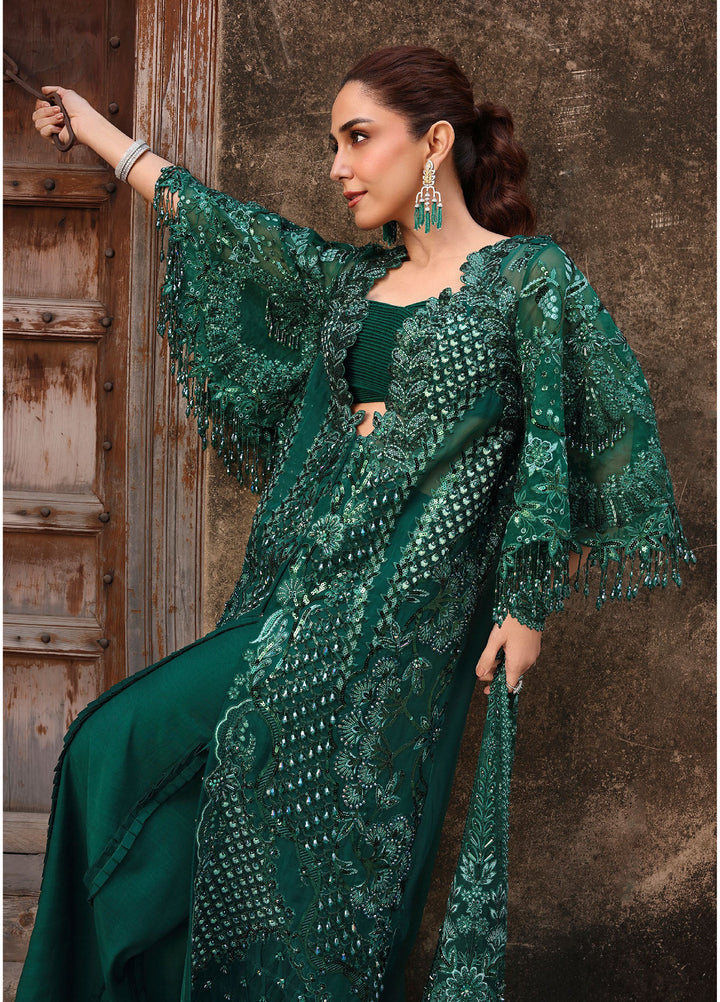 Crimson Unstitched Embroidered Organza 3 Piece Suit CR26UW D-3 Zamard Emerald - Festive Collection