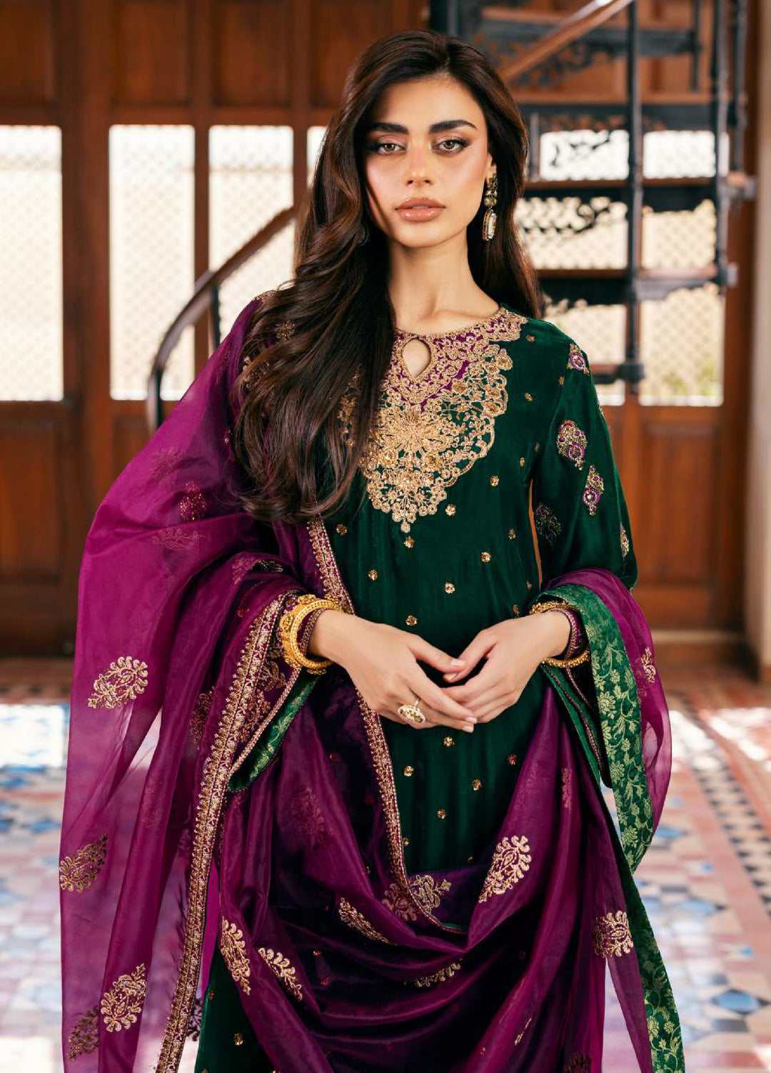 Zainab Chottani Unstitched Velvet Embroidered 3 Piece ZC25UV Esha - Festive Collection