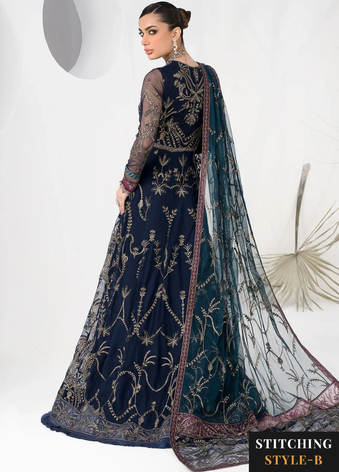 Zarif Women Unstitched Embroidered Net 3 Piece Suit ZR26UFC ZLC 01 BLUEBERRY - Festive Collection