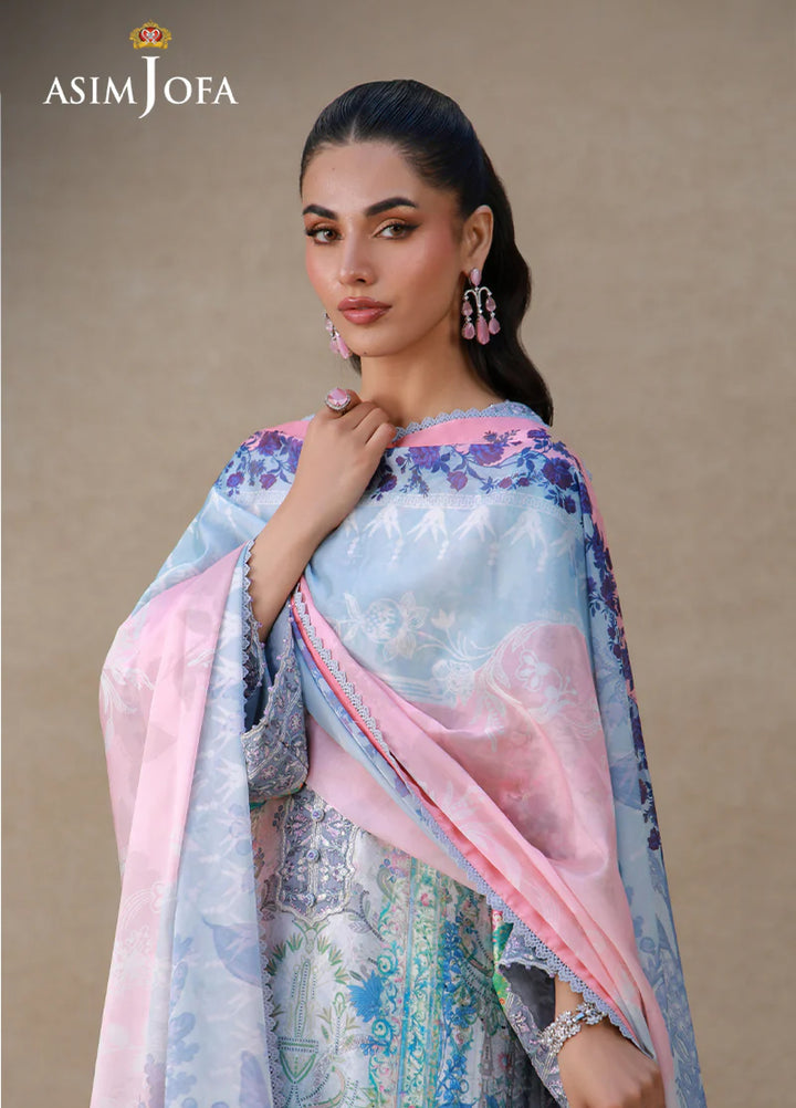 Asim Jofa Unstitched Printed Silk 3 Piece Suit AJ26UPS AJULSC-06 - Casual Collection