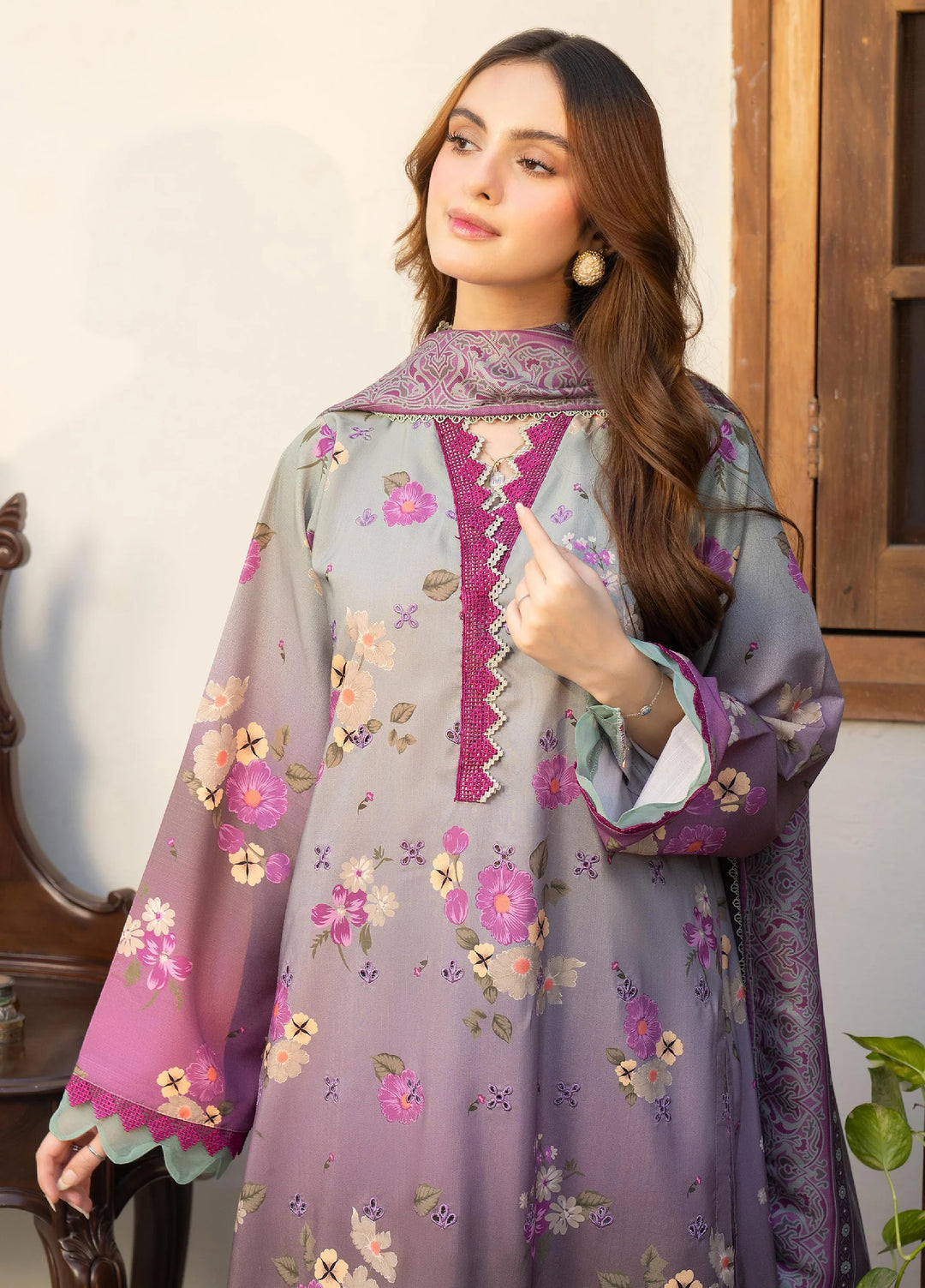 Mah e Noor Intermix by Panache 3 Piece Khaddar Lilac Mist - Winter Collection