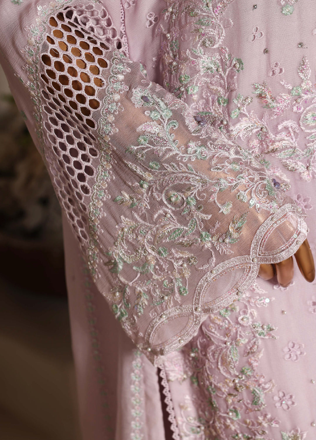 Fasane by HZ Textiles RTW Embroidered Chiffon 3 Piece Suit HZ26UCF HZK-236 Lavndr - Festive Collection