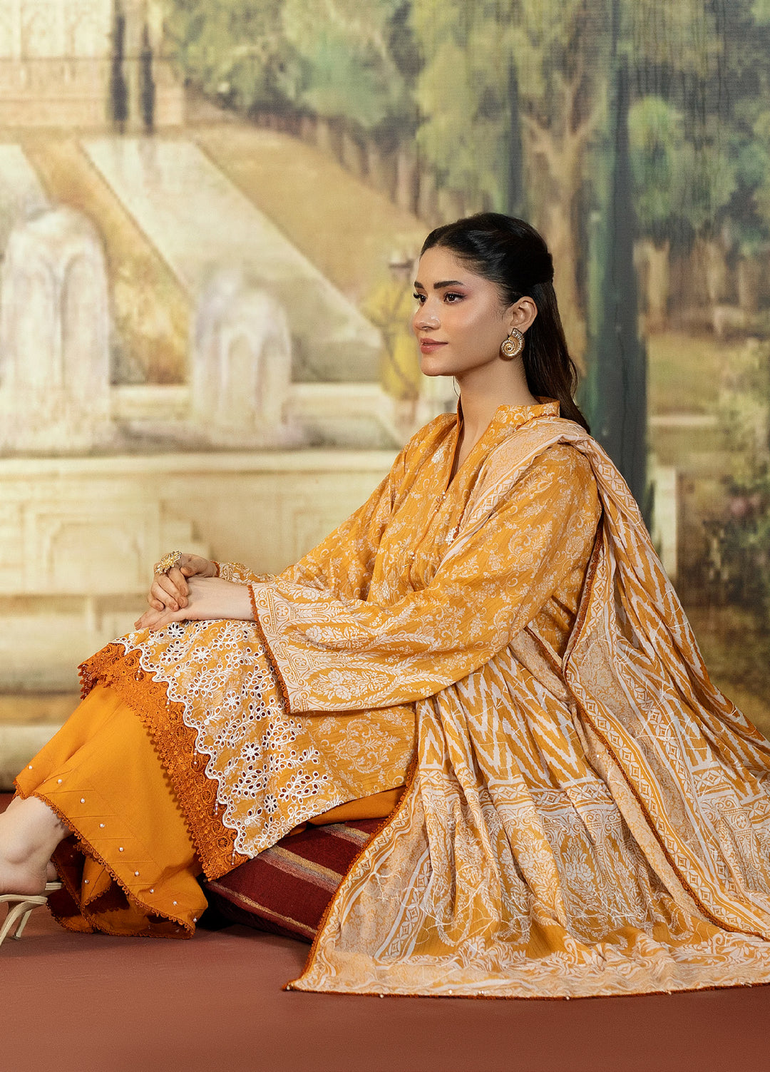 Stitched Embroidered Lawn 3pc