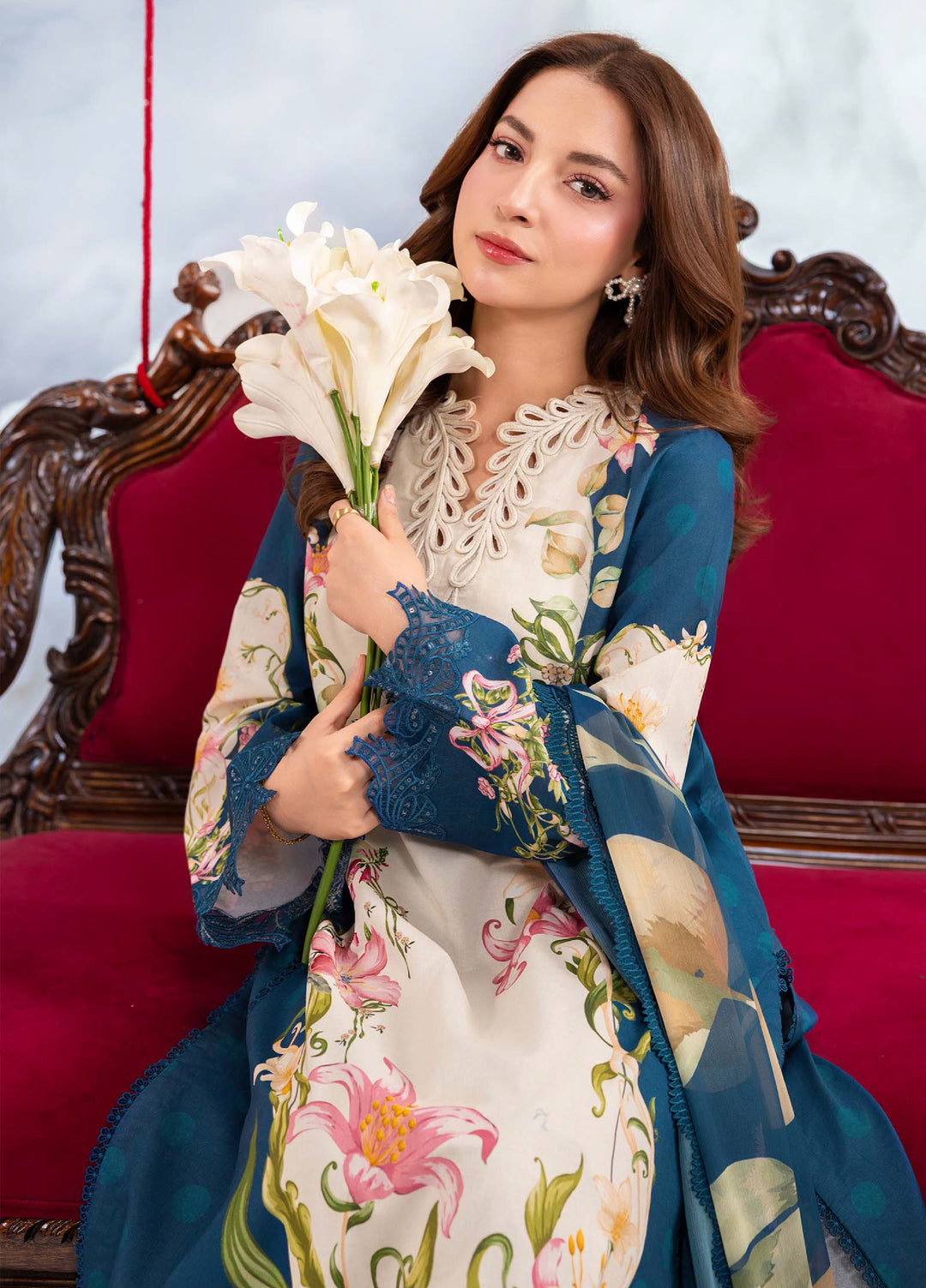 M Basics by Maria B Unstitched Embroidered Lawn 3 Piece Suit MB26SSEL MB-CUSV14-05B - Eid Collection