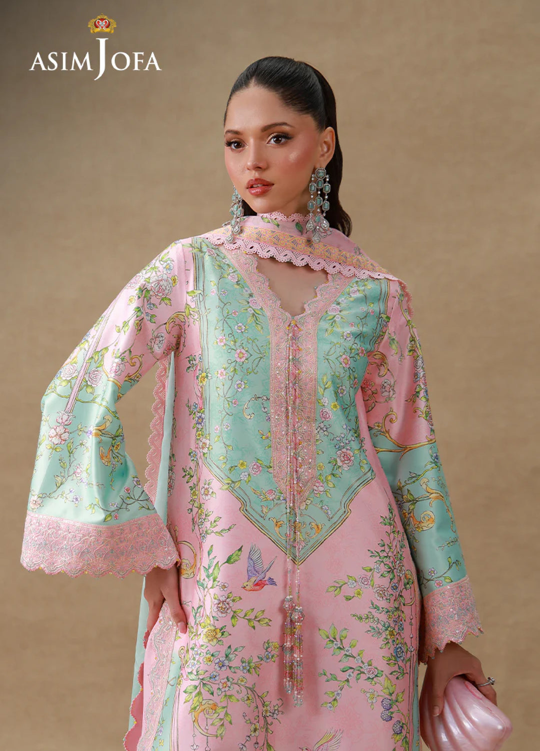 Asim Jofa Unstitched Printed Silk 3 Piece Suit AJ26UPS AJULSC-03 - Casual Collection