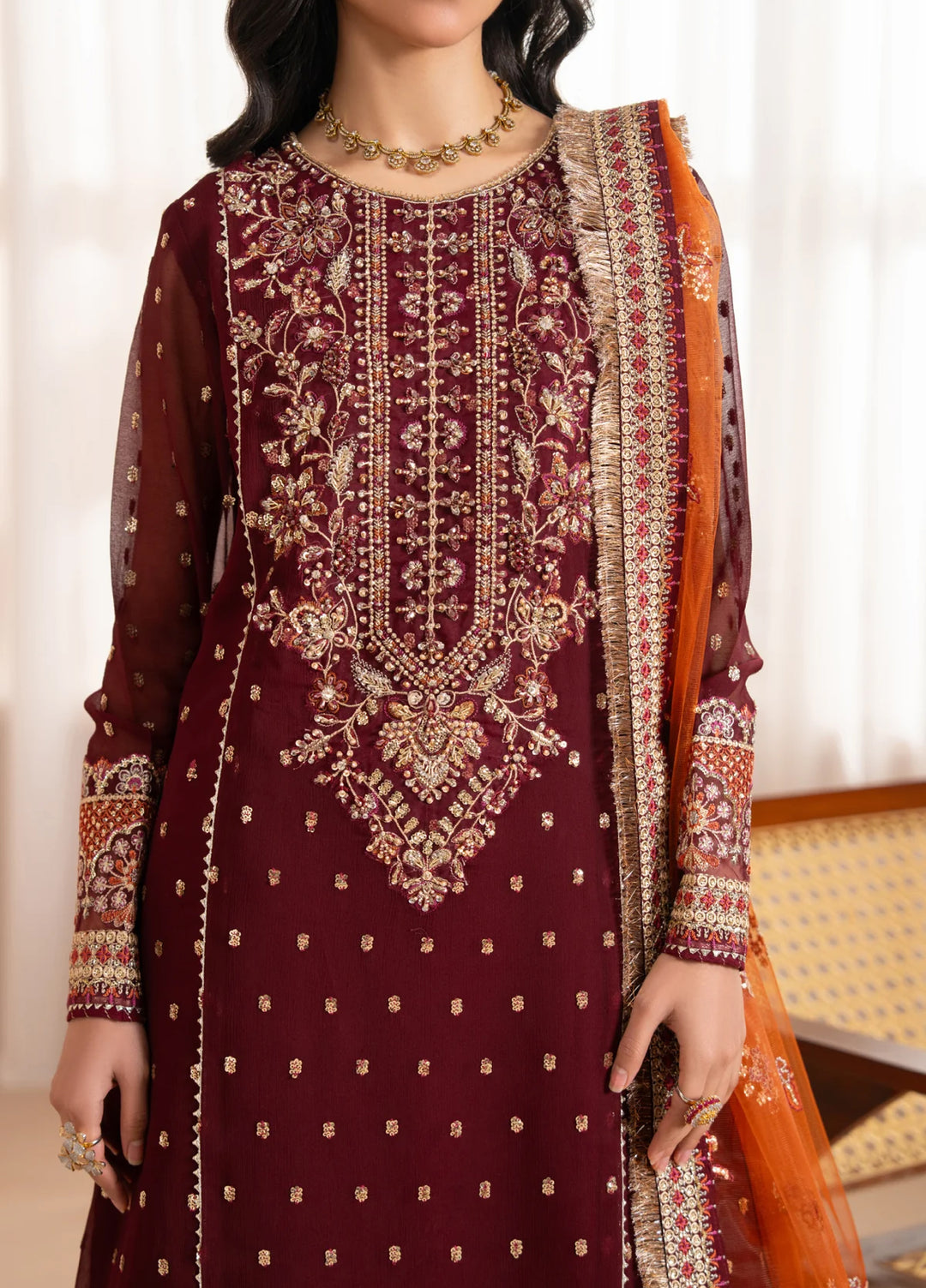 Xenia Formals Unstitched Embroidered Chiffon 3 Piece Suit XF26UF D-01 Lisha - Festive Collection