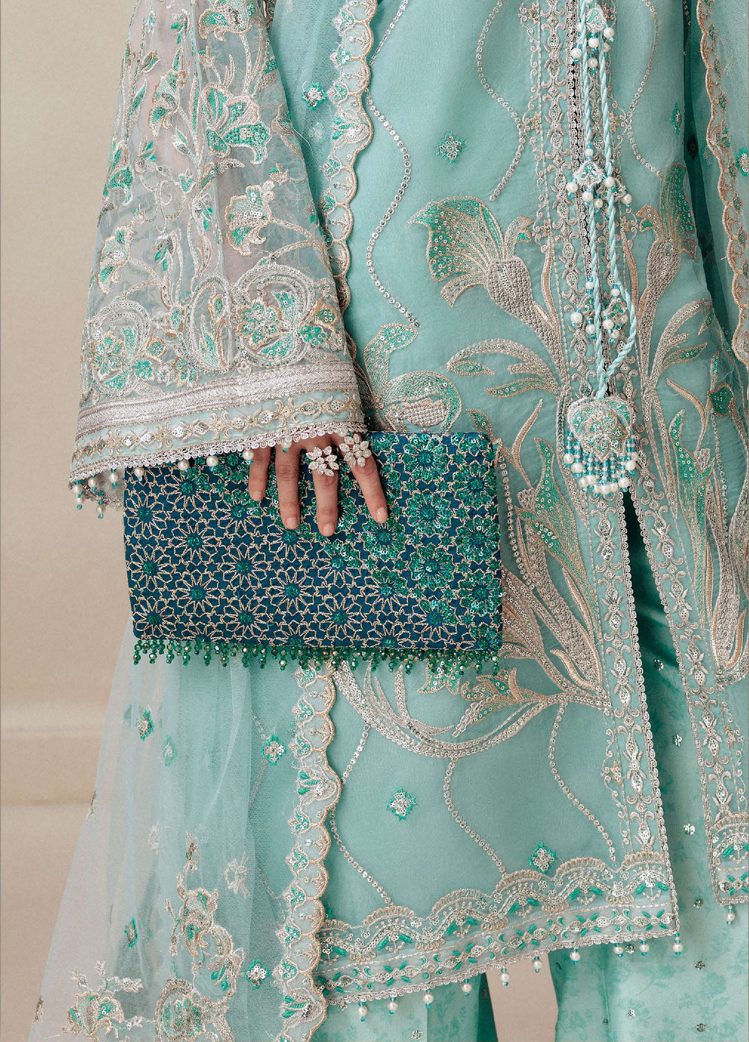 Aik Shaam by AIK Atelier Unstitched Organza Embroidered 3 Piece Suit AIK26US D-06 - Wedding Collection