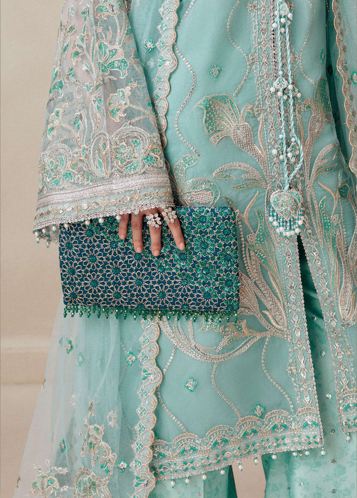 Aik Shaam by AIK Atelier Unstitched Organza Embroidered 3 Piece Suit AIK26US D-06 - Wedding Collection