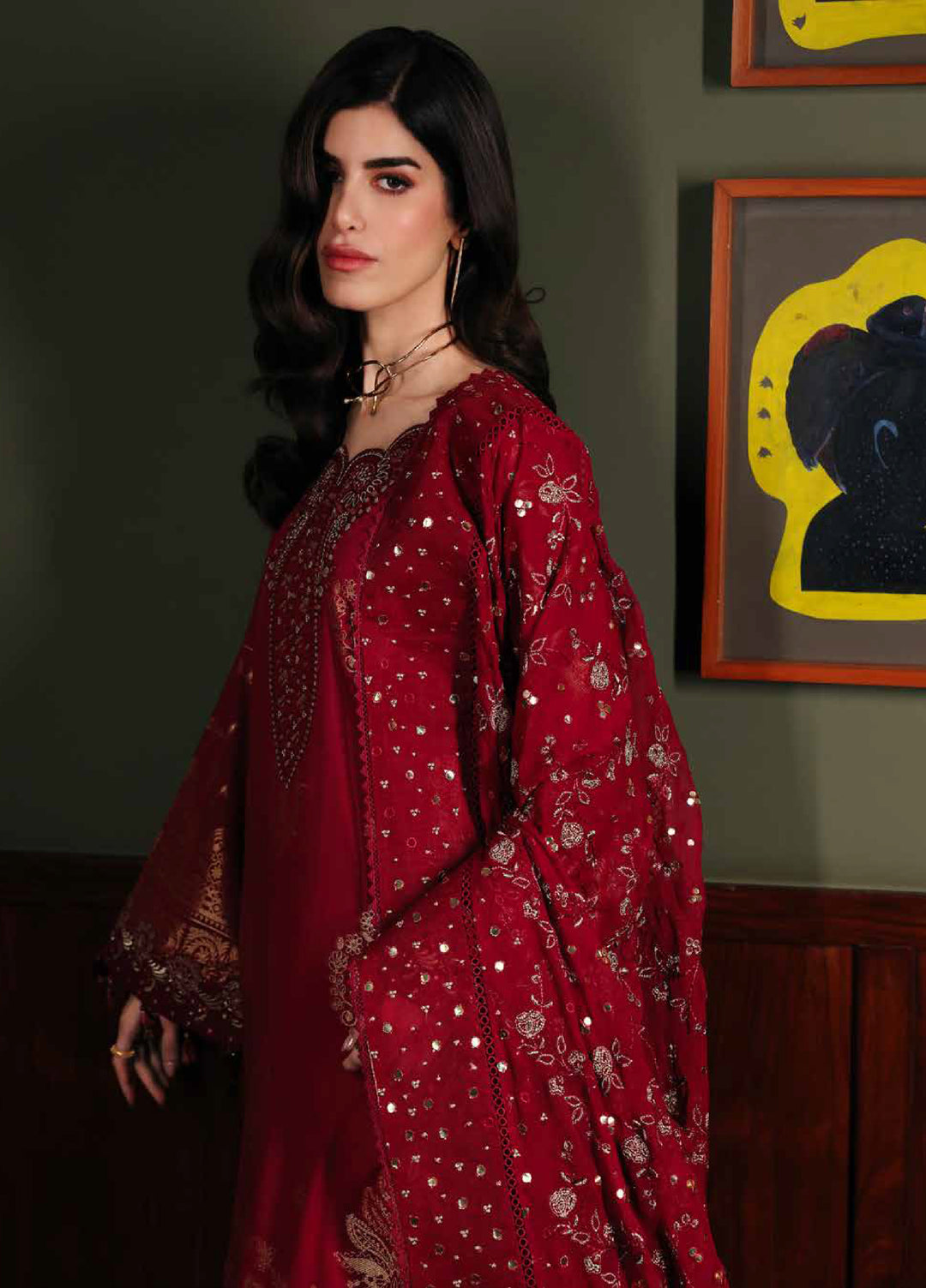 Nureh Exclusive Unstitched Embroidered Lawn Jacquard 3 Piece Suit NU26EU NE-225 - Festive Collection