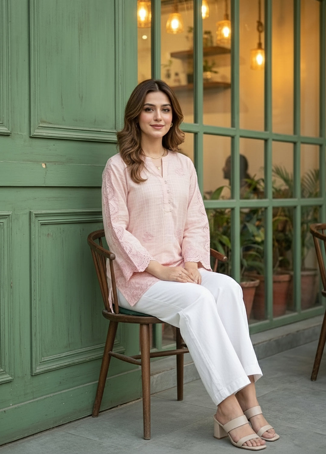 Lakhany Women Pret Embroidered Cambric Shirt Light Pink - Winter Collection