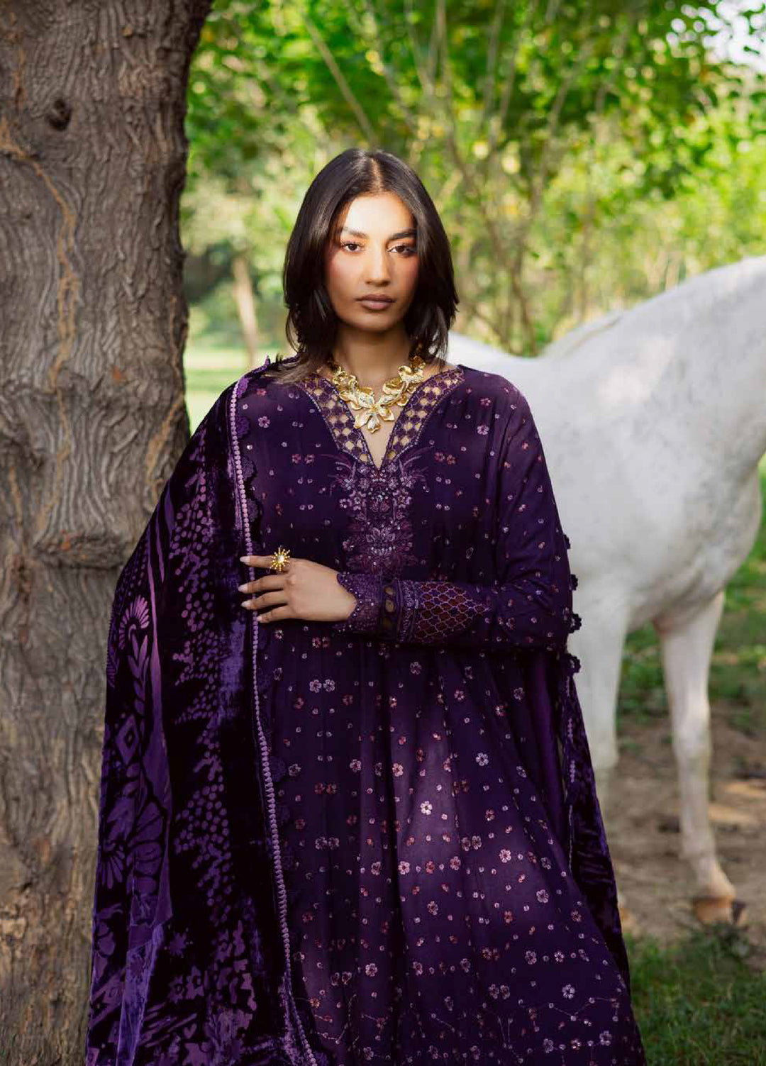 Nureh Exclusive Unstitched Luxury Palachi Embroidered Leather Peach Suits 3 Piece NU25PS NE-187 - Winter Collection