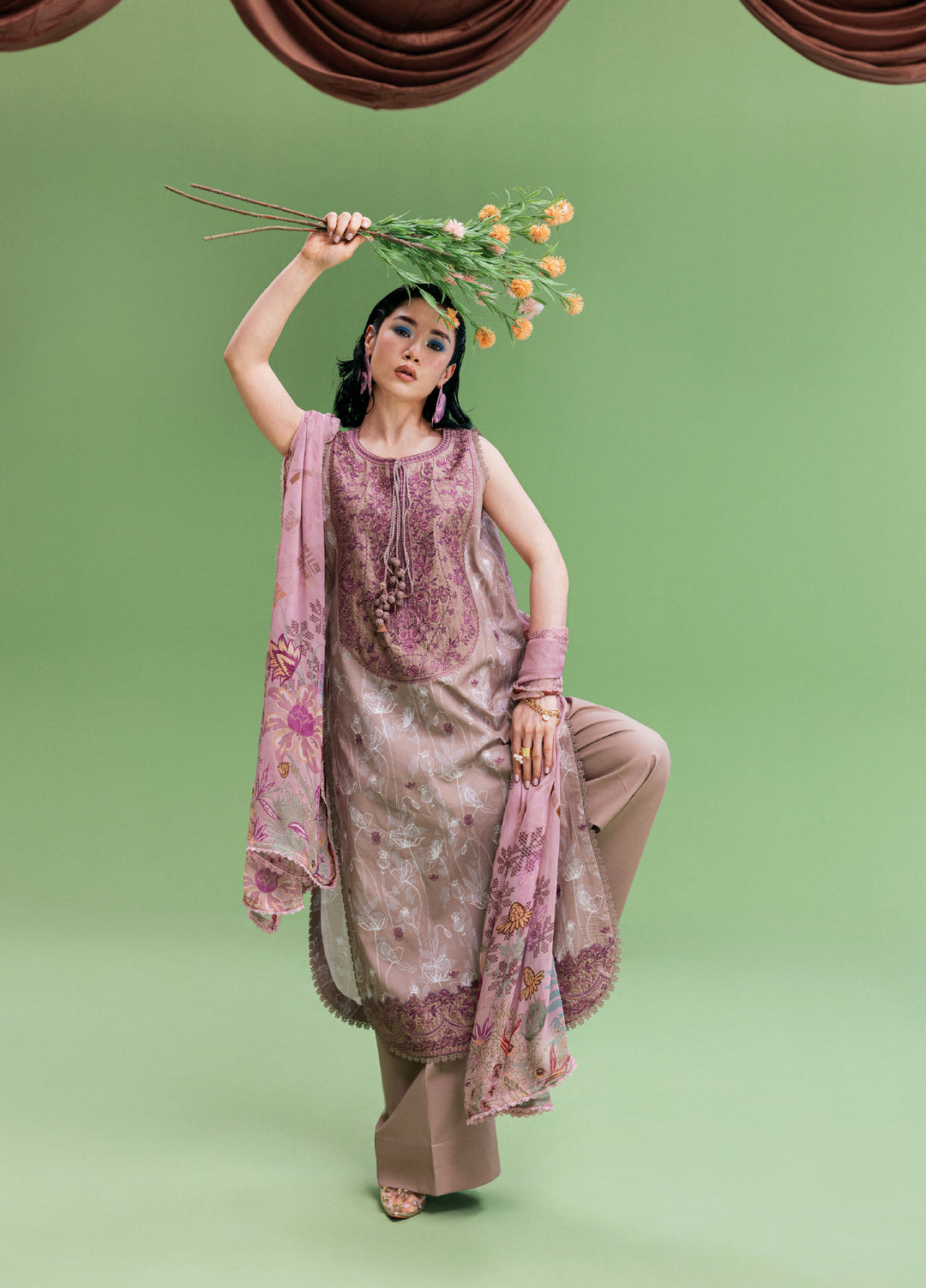 Zync by Florent Unstitched Embroidered Printkari Lawn 3 Piece Suit FL26UZP FZ-2A - Summer Collection