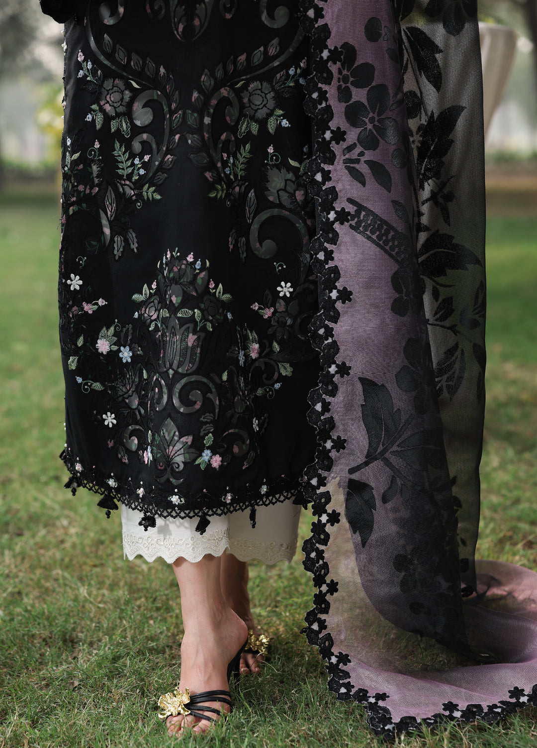 Tales of Petals by Sardinia Unstitched Embroidered Luxury Lawn 3 Pcs Suit SRD26UTP D-10 Midnight Bloom - Festive
