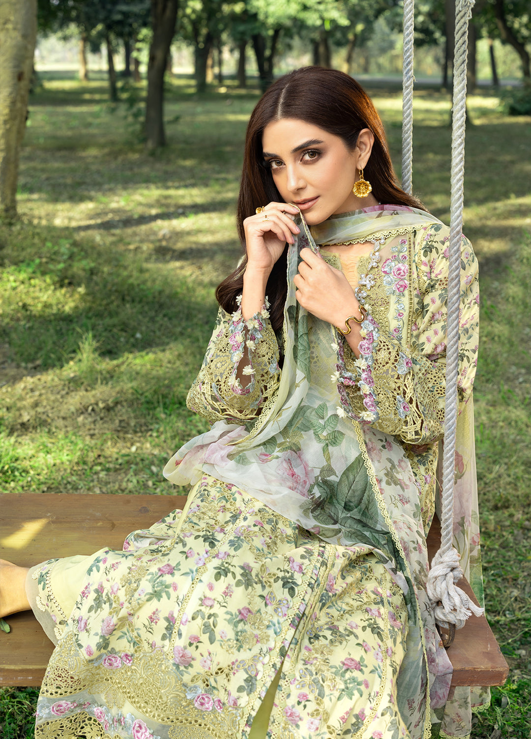 Elaf Premium Chikankari Unstitched Printed Lawn 3 Piece Suit EL26UPC ERC 6A EYRA - Summer Collection