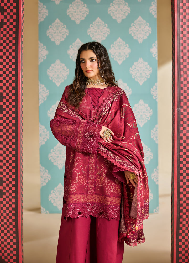 Zync by Florent One Nation Unstitched Khaddar Embroidered Suits 3 Piece FL25ON FL-8B - Winter Collection