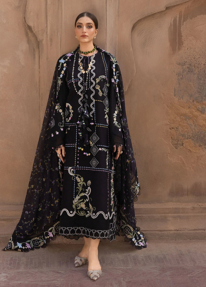 Flow by Crimson Unstitched Embroidered Lawn 3 Piece Suit CR26UFL D1 A-Oynx - Festive Collection