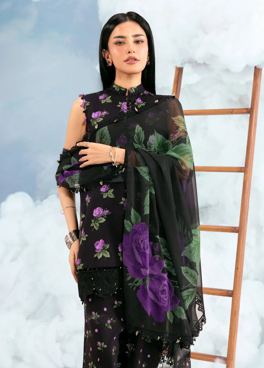 M Basics by Maria B Unstitched Embroidered Lawn 3 Piece Suit MB26SSEL MB-CUSV14-09B - Eid Collection