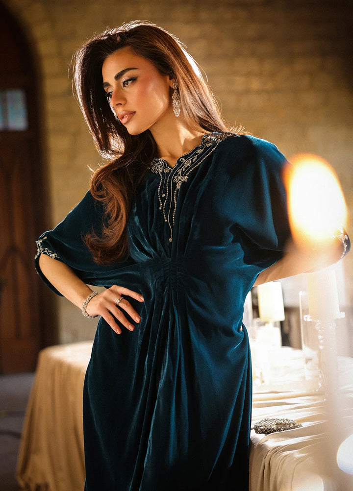 Elayra by Sahar Pret Velvet 1 Piece Embroidered Emerald Enchant - Festive Collection