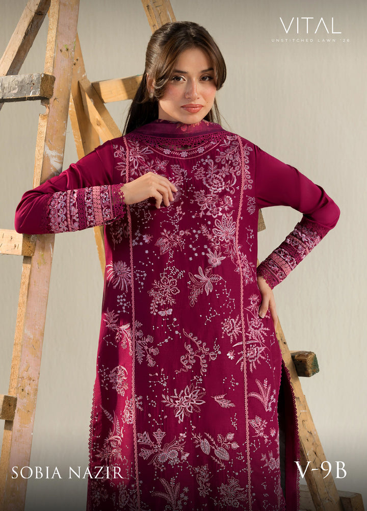 Vital by Sobia Nazir Unstitched Embroidered Lawn 3 Piece Suit SN26UVL 9B - Summer Collection