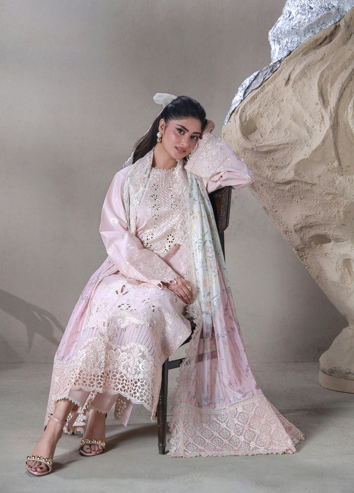 Saagar by Aabyaan Unstitched Embroidered Luxury Lawn 3 Piece Suit ABY26USL AL-5 Rimal - Festive Collection