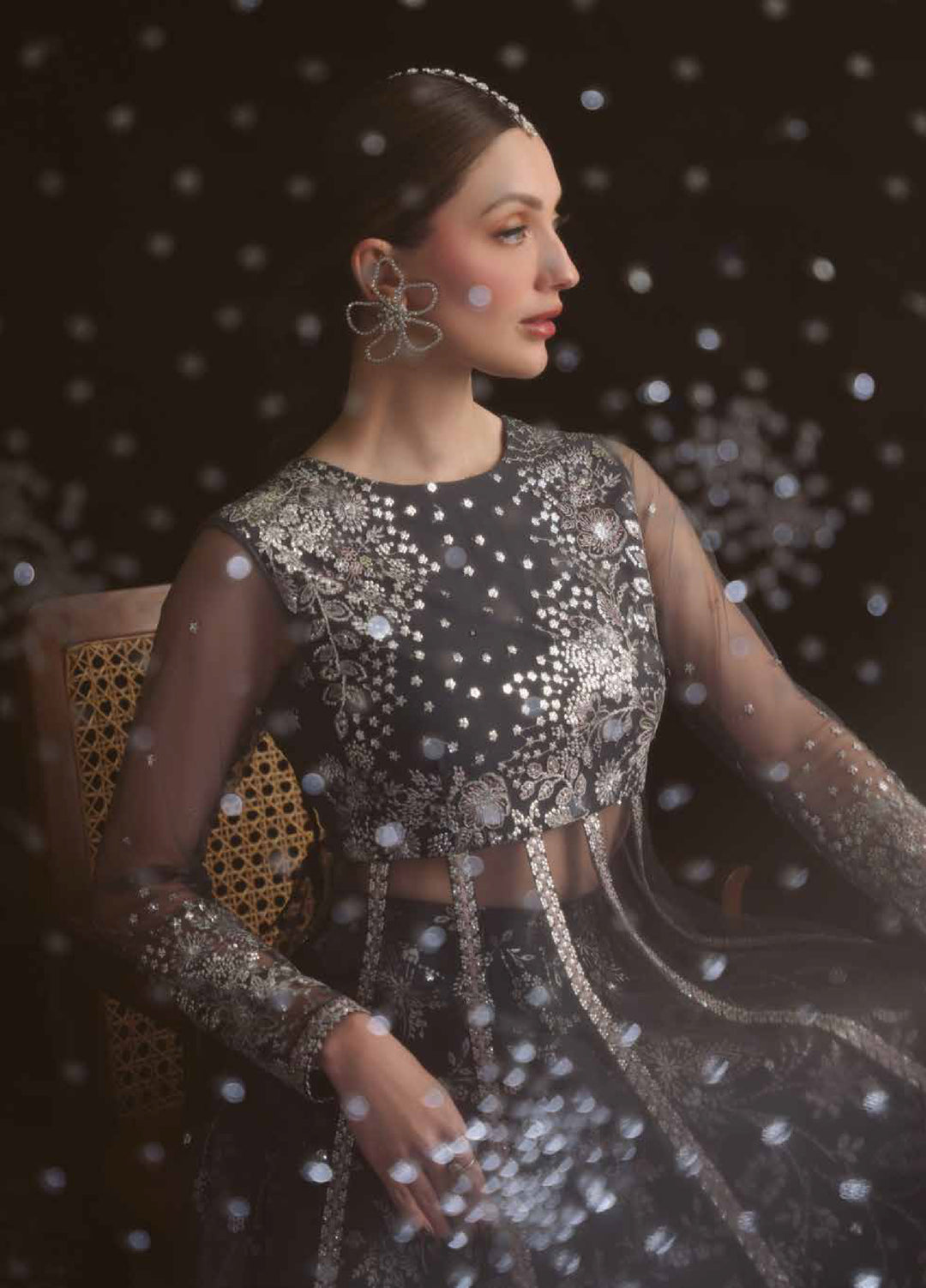 Elaya by Nureh Unstitched Embroidered Net 4 Piece Suit NU26UEF NEL-90 - Festive Collection