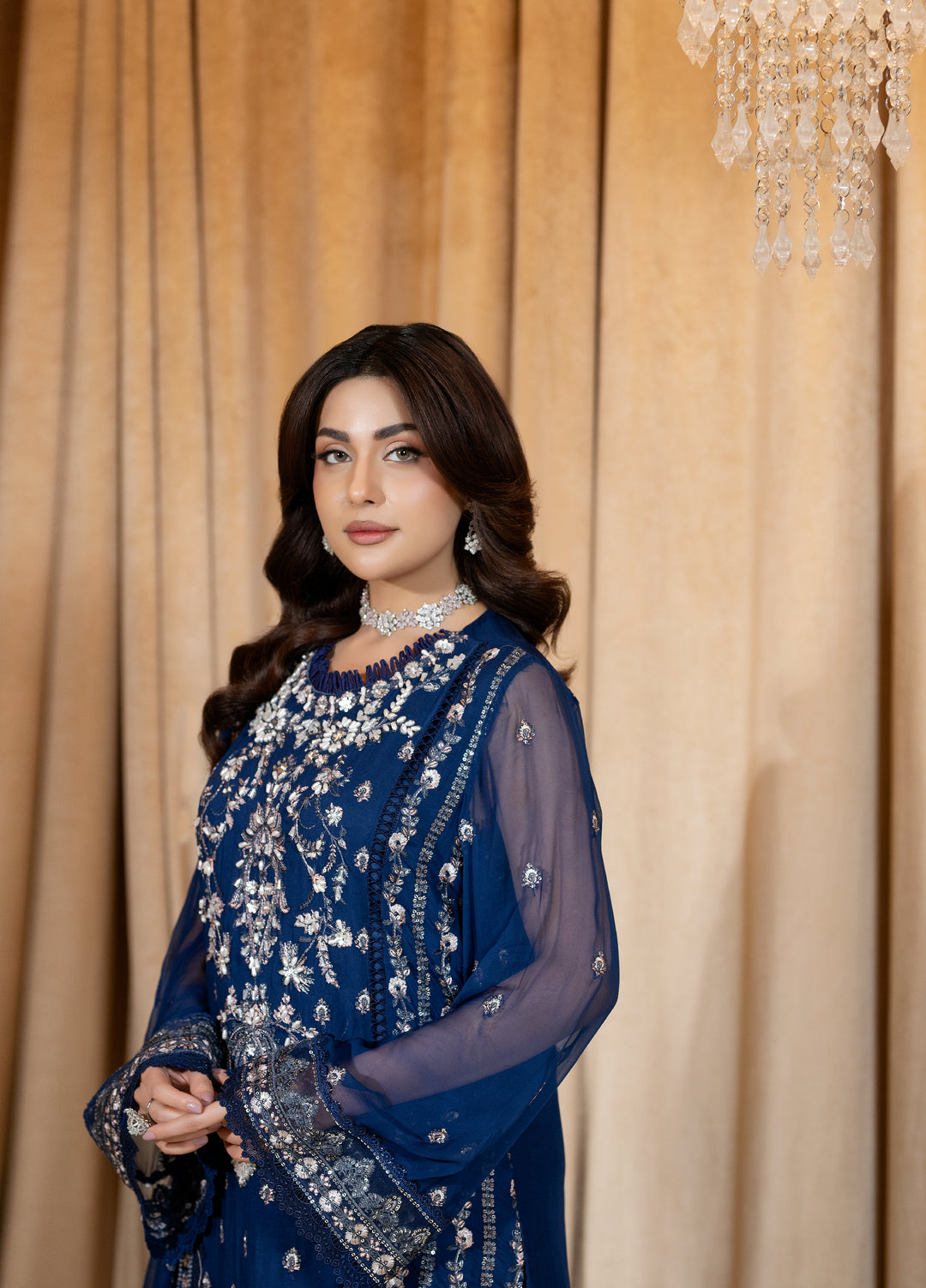 Maah-e-Noor Raum by Sarb Unstitched Embroidered Bamber Chiffon 3 Piece Suit RS26UMN MWF-04 - Wedding Collection