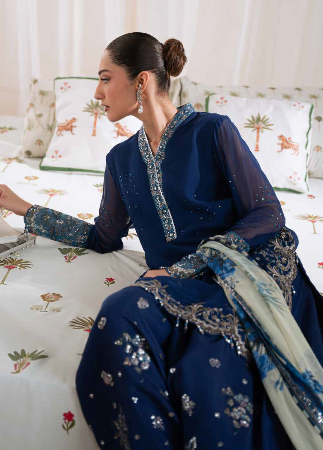 Amaya by Nureh Unstitched Embroidered Chiffon 4 Piece Suit NU26UCA AM-37 - Festive Collection