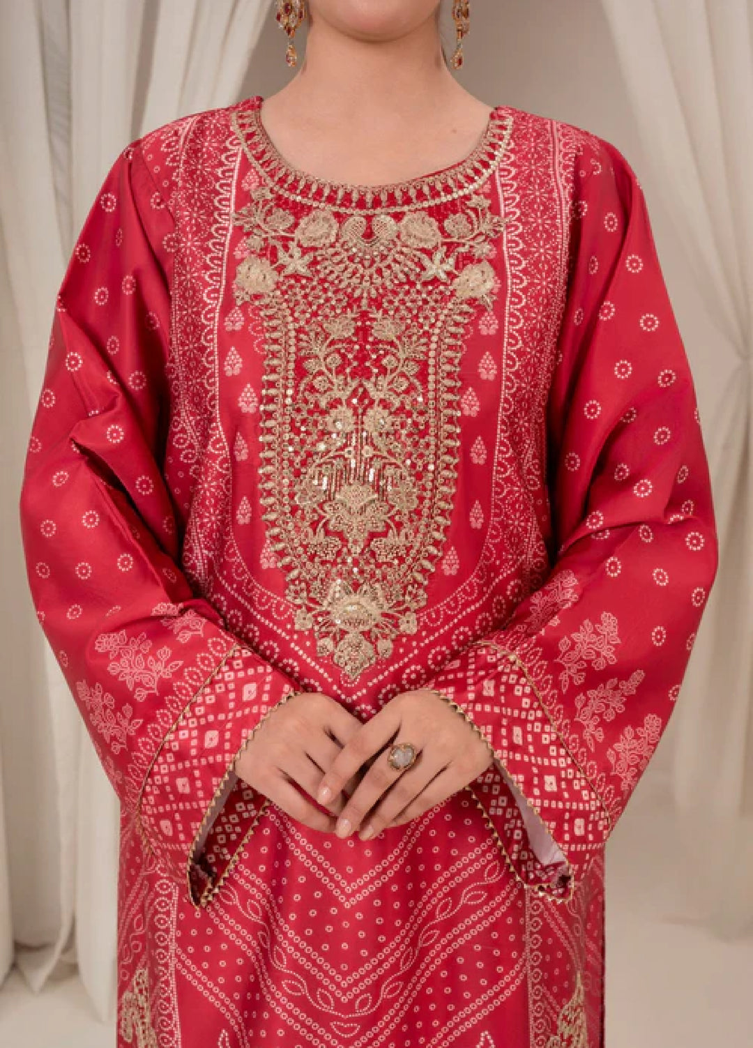 Bandhani by Chandan Nagri Women Pret Embroidered Silk 3 Piece Suit Esra - Formals Collection