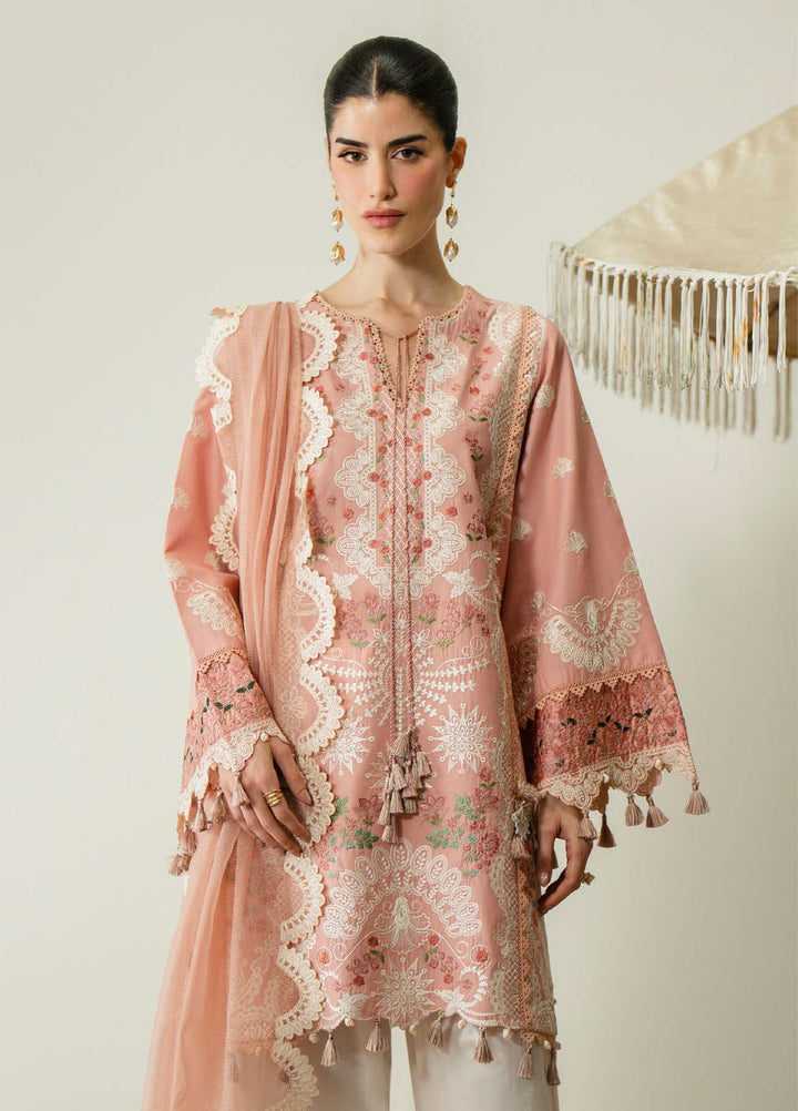 Blooming Flower by Zariya Unstitched Embroidered Lawn 3 Piece Suit ZRY26ULB LUNA ZB-60103 - Festive Collection