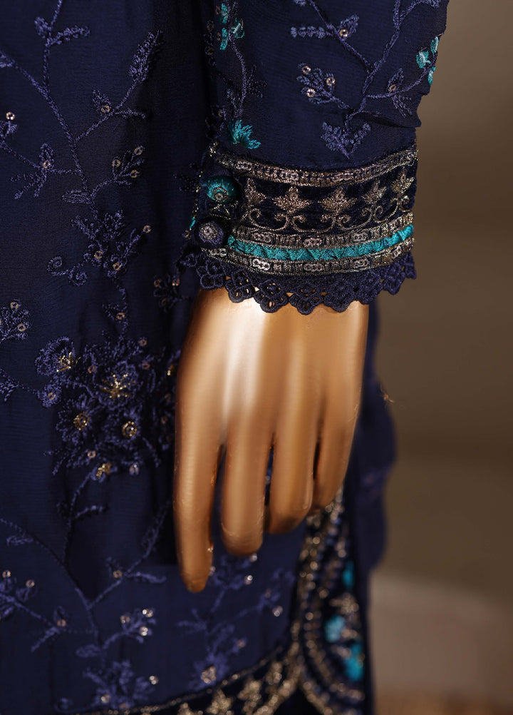 Fasane by HZ Textiles RTW Embroidered Chiffon 3 Piece Suit HZ26UCF HZK-239 Navy - Festive Collection